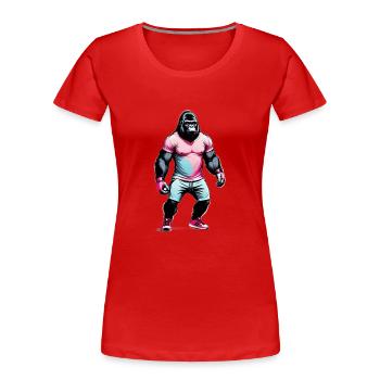 Boxing Gorilla Boxer - Women's Premium Organic T-Shirt - red - Front - Mia (176cm)