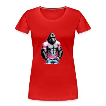 Boxing Gorilla Boxer - Women's Premium Organic T-Shirt - red - Front - Mia (176cm)