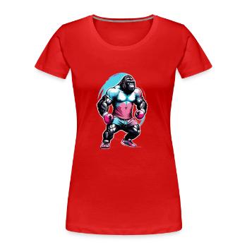 Boxing Gorilla Boxer - Women's Premium Organic T-Shirt - red - Front - Mia (176cm)