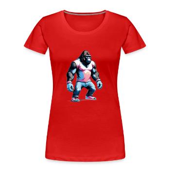 Boxing Gorilla Boxer - Women's Premium Organic T-Shirt - red - Front - Mia (176cm)