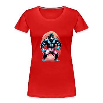 Boxing Gorilla Boxer - Women's Premium Organic T-Shirt - red - Front - Mia (176cm)