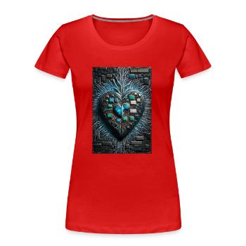 Das Herzstück der Valentinstags-CPU eines Computermanns - Frauen Premium Bio T-Shirt - Rot - Vorne - Mia (176cm)