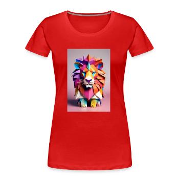 Origami-Löwe - Frauen Premium Bio T-Shirt - Rot - Vorne - Mia (176cm)