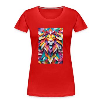 Löwe - Goldener Monarch der Wiese - Frauen Premium Bio T-Shirt - Rot - Vorne - Mia (176cm)