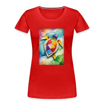 Bébé tortue en origami - T-shirt bio Premium Femme - rouge - Devant - Mia (176cm)