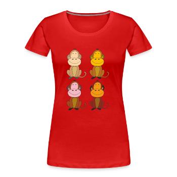 affen vierlinge lustig - Frauen Premium Bio T-Shirt - Rot - Vorne - Mia (176cm)