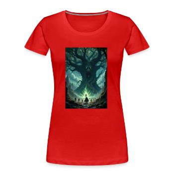 Fantasie Baum Bild. - Frauen Premium Bio T-Shirt - Rot - Vorne - Mia (176cm)