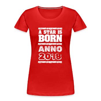 Année 2018 - T-shirt bio Premium Femme - rouge - Devant - Mia (176cm)