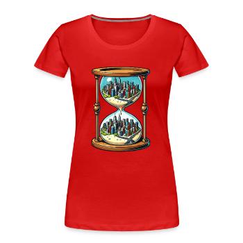 sanduhr stadt - Frauen Premium Bio T-Shirt - Rot - Vorne - Mia (176cm)