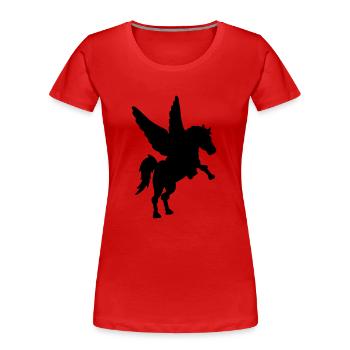 Pegasus - Frauen Premium Bio T-Shirt - Rot - Vorne - Mia (176cm)