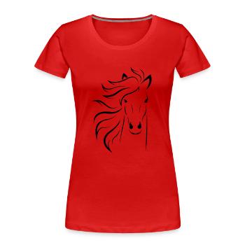 Pferde Illustration - Frauen Premium Bio T-Shirt - Rot - Vorne - Mia (176cm)
