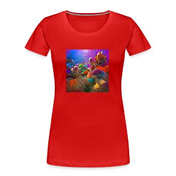 Buntes Unterwasser-Korallenriff - Frauen Premium Bio T-Shirt - Rot - Vorne - Mia (176cm)