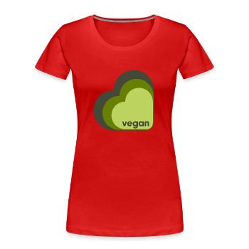 Cœur végétalien vert trois couleurs - T-shirt bio Premium Femme - rouge - Devant - Mia (176cm)