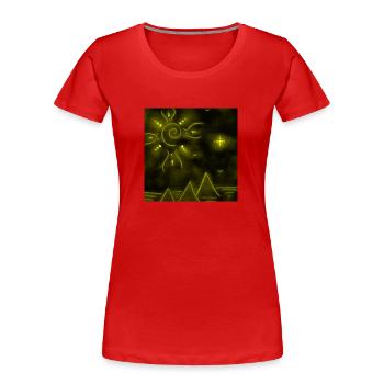 SONNE UND GELBE PYRAMIDEN - Frauen Premium Bio T-Shirt - Rot - Vorne - Mia (176cm)