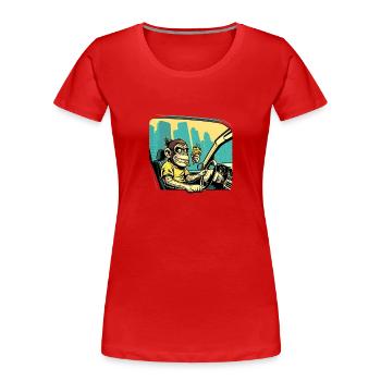 Monkey pox, grass and a taxi - Women's Premium Organic T-Shirt - red - Front - Mia (176cm)