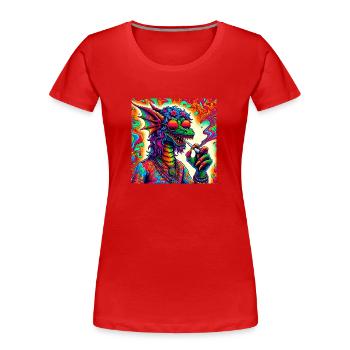 hippie Dragon - Frauen Premium Bio T-Shirt - Rot - Vorne - Mia (176cm)