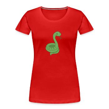 Serpent vert (snek) avec la langue sortie - T-shirt bio Premium Femme - rouge - Devant - Mia (176cm)