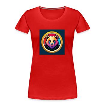 Pop-Art-Bär - Frauen Premium Bio T-Shirt - Rot - Vorne - Mia (176cm)