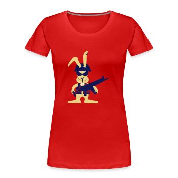 GI bunny punk, The hare soldier (3c) - Women's Premium Organic T-Shirt - red - Front - Mia (176cm)
