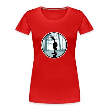 Ente mit Rucksack - Frauen Premium Bio T-Shirt - Rot - Vorne - Mia (176cm)