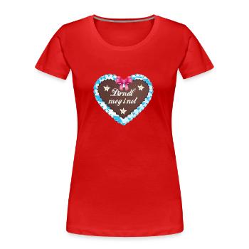 dirndl ,herz,volksfest,lebkuchenherz,bayern - Frauen Premium Bio T-Shirt - Rot - Vorne - Mia (176cm)