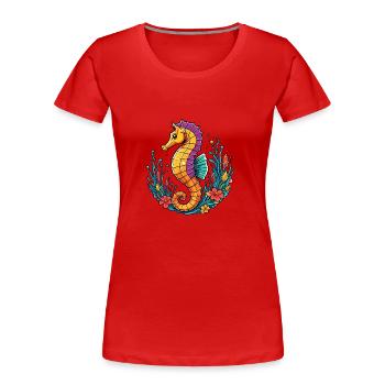 Seepferdchen - Frauen Premium Bio T-Shirt - Rot - Vorne - Mia (176cm)