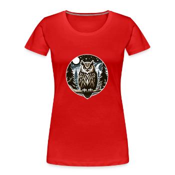 Hibou, oiseau de proie, oiseau, hibou grand-duc, hibou - T-shirt bio Premium Femme - rouge - Devant - Mia (176cm)