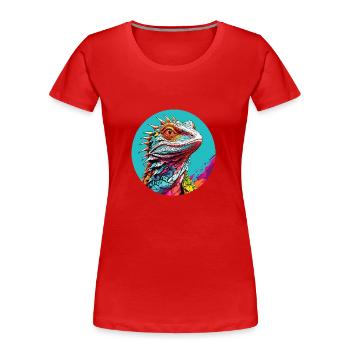 Colorful Lizard Portrait Iguanas Monitor Lizards - Women's Premium Organic T-Shirt - red - Front - Mia (176cm)