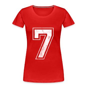 Numéro 7 - T-shirt bio Premium Femme - rouge - Devant - Mia (176cm)