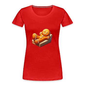 Lebkuchenmann Freizeit Weihnachten - Frauen Premium Bio T-Shirt - Rot - Vorne - Mia (176cm)