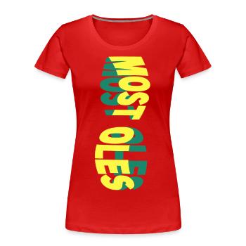 Mostoles Spain City Skyline Font Colorful - Women's Premium Organic T-Shirt - red - Front - Mia (176cm)
