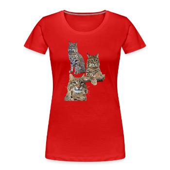 Luchs - Frauen Premium Bio T-Shirt - Rot - Vorne - Mia (176cm)