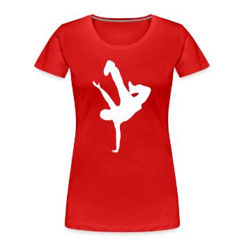 Akrobatischer Silhouette Druck - Frauen Premium Bio T-Shirt - Rot - Vorne - Mia (176cm)