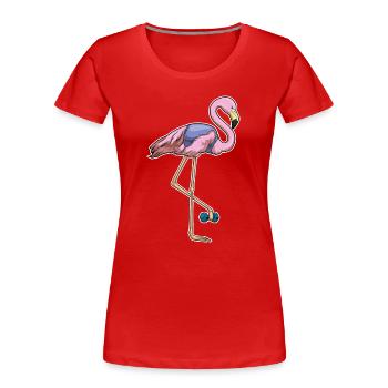 Flamingo Bodybuilder Dumbbell Bodybuilding - Women's Premium Organic T-Shirt - red - Front - Mia (176cm)