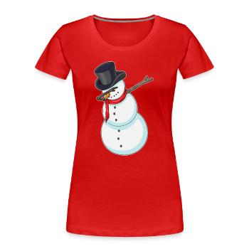 Schneemann Weihnachten Hip Hop Tanz - Frauen Premium Bio T-Shirt - Rot - Vorne - Mia (176cm)