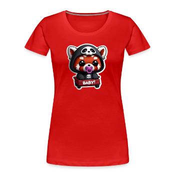 Panda bébé en capuche noir - T-shirt bio Premium Femme - rouge - Devant - Mia (176cm)