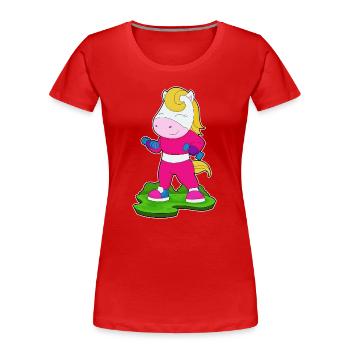 Horse Bodybuilder Dumbbells Bodybuilding - T-shirt bio Premium Femme - rouge - Devant - Mia (176cm)