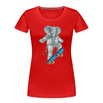 Elephant Skater Skateboard - Women's Premium Organic T-Shirt - red - Front - Mia (176cm)