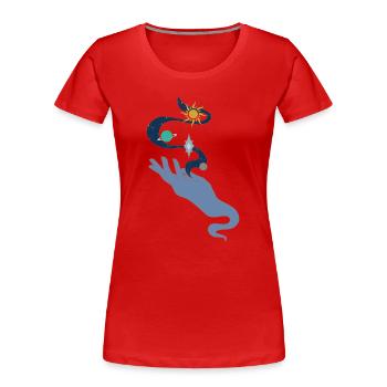 Universe in hand colour - Frauen Premium Bio T-Shirt - Rot - Vorne - Mia (176cm)