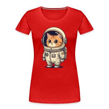 Space cat in astronaut suit - Women's Premium Organic T-Shirt - red - Front - Mia (176cm)