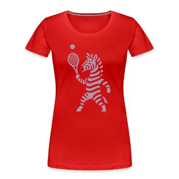 Minimalistische Zebra Tennis Spieler Silhouette  - Frauen Premium Bio T-Shirt - Rot - Vorne - Mia (176cm)
