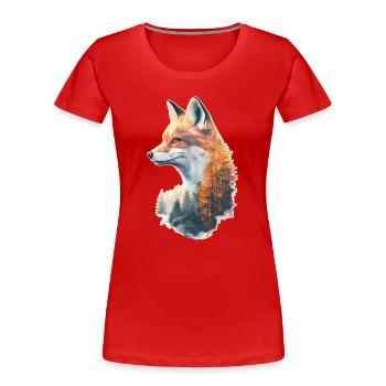 Fuchs im Herbstwald - Frauen Premium Bio T-Shirt - Rot - Vorne - Mia (176cm)