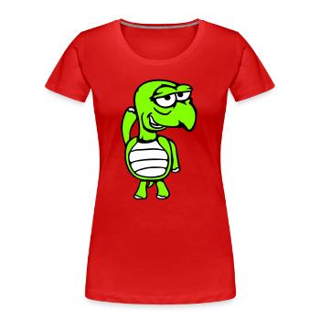 Schildkröte verschmitzt lustig albern Scham frech - Frauen Premium Bio T-Shirt - Rot - Vorne - Mia (176cm)