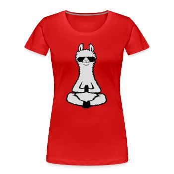 Lama Cool Zen Meditation Sonnenbrille Entspannt - Frauen Premium Bio T-Shirt - Rot - Vorne - Mia (176cm)
