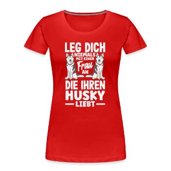 Drôle Husky Husky Propriétaire Husky Propriétaire Cadeau - T-shirt bio Premium Femme - rouge - Devant - Mia (176cm)