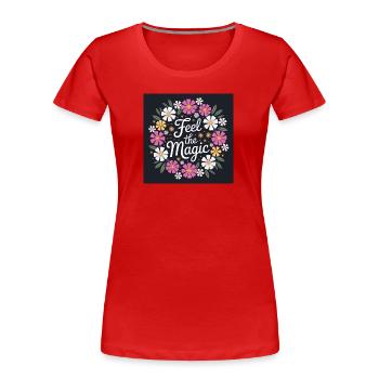 Feel the Magic Blütenkranz - Frauen Premium Bio T-Shirt - Rot - Vorne - Mia (176cm)