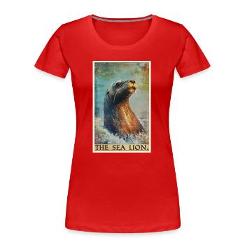 Sea Lions Sea Lion - Women's Premium Organic T-Shirt - red - Front - Mia (176cm)