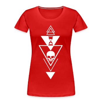 Der Verlauf der Zeit - Frauen Premium Bio T-Shirt - Rot - Vorne - Mia (176cm)