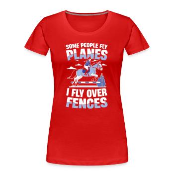 Passion équestre unique : je vole - T-shirt bio Premium Femme - rouge - Devant - Mia (176cm)