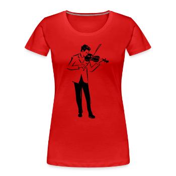 Geigenspieler Zeichnung - Frauen Premium Bio T-Shirt - Rot - Vorne - Mia (176cm)